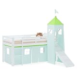 Homestyle4u Hochbett 90x200 mit Rutsche & Turm, Kinderbett Holz Weiß