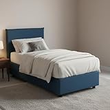 Talamo Italia - Candida Einzelbett, Bettkasten mit Stoffbezug, 100 % Made in Italy, seitliche Öffnung,…