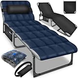 tillvex® Campingbett klappbar mit Nackenkissen & Seitentasche bis 280 kg | Campingliege Sonnenliege…