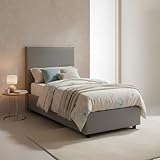 Talamo Italia - Candida-Einzelbett, Bettkasten mit Stoffbezug, 100 % Made in Italy, seitliche Öffnung,…