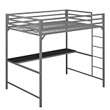 DHP Furniture Miles Metal Loft Bed w/Desk Silver Double